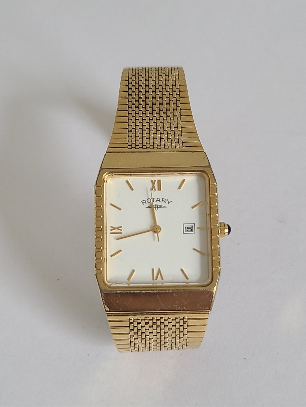 Vintage Men's Luxury Swiss Quartz ROTARY Gold Plated Square Dial Dress Watch